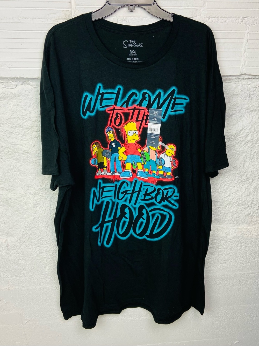 NWT The Simpsons 'Welcome to the Neighborhood' Black Graphic Tee size 3XL